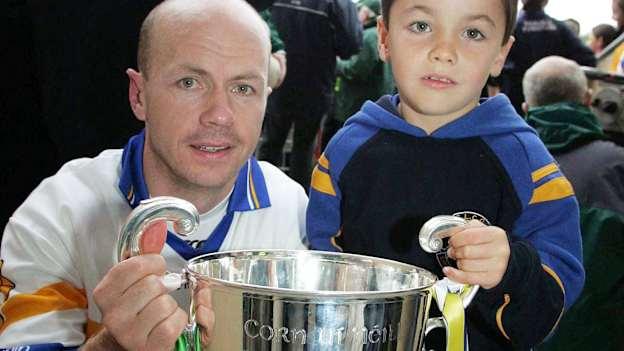 Errigal Ciaran captain Peter Canavan and his son Darragh holds the O'Neill Cup after the 2006 Tyrone Senior Football Championship Final Replay, Errigal Ciaran v Carrickmore, Healy Park, Omagh, Co Tyrone. Picture credit: Oliver McVeigh / SPORTSFILE
