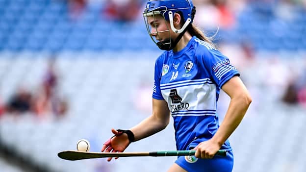 Aimee Collier of Laois during the 2025 Glen Dimplex All-Ireland Premier Junior Camogie Championship final match between Armagh and Laois at Croke Park in Dublin. Photo by Piaras Ó Mídheach/Sportsfile