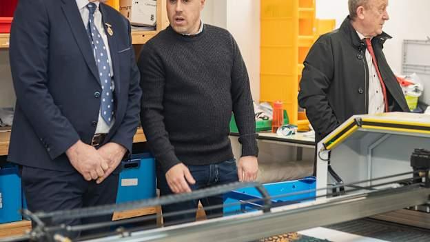 Jarlath Burns, GAA President and Stephen Reddy, Masita during a Masita factory visit in Kells to mark the renewal of the Masita sponsorship of the GAA Post-Primary Schools All-Ireland Championship.