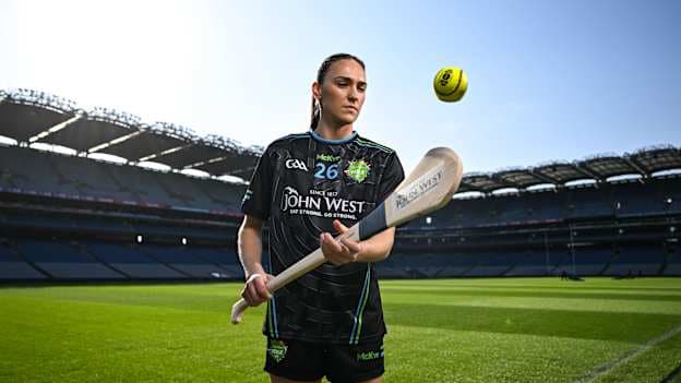 Galway camogie player Carrie Dolan pictured at the launch of John West Féile – 2026, marking 11 years sponsorship by the company of the competition at Croke Park today. Photo by David Fitzgerald/Sportsfile.