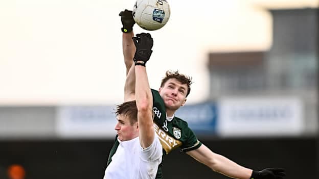 Keith Evans of Kerry in action against Rory Brickenden of Mayo during the Allianz Football League Division 1 match between Kerry and Mayo at Austin Stack Park in Tralee, Kerry. Photo by Piaras Ó Mídheach/Sportsfile.