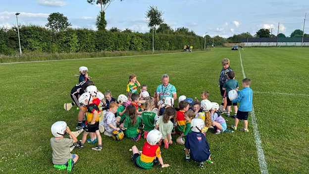 Carlow GAA Games Development Administrator, Brendan Hayden, coaching young hurlers at Rathvilly GAA club. 