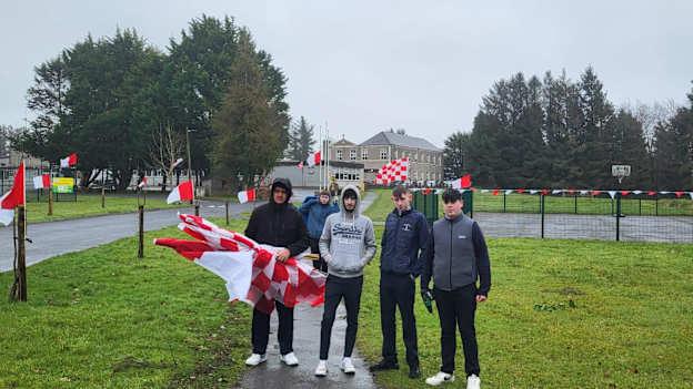 St. Colman's, Claremorris pupils have busied themselves putting up flags and bunting ahead of the Hogan Cup Final. 
