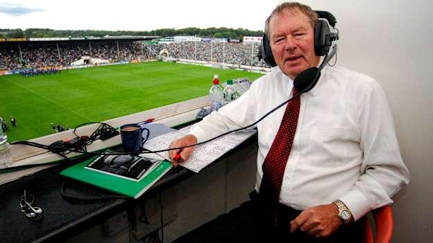 RTÉ Radio Gaelic Games commentator Mícheál Ó Muircheartaigh in the commentary box before the 2007 Munster Senior Hurling Championship Final match between Waterford and Limerick at Semple Stadium in Thurles, Tipperary. Photo by Brendan Moran/Sportsfile