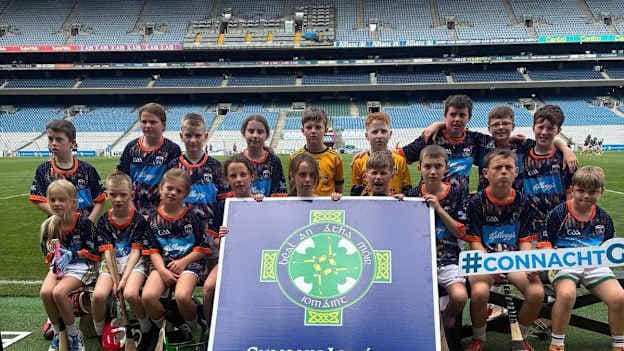 The young hurlers from Ballinamore Sean O'Heslins GAA club in Leitrim at the recent Connacht GAA Go Games blitz in Croke Park. 