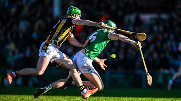 William O'Donoghue, Limerick, and Eoin Cody, Kilkenny, in Allianz Hurling League action. Photo by Ray McManus/Sportsfile