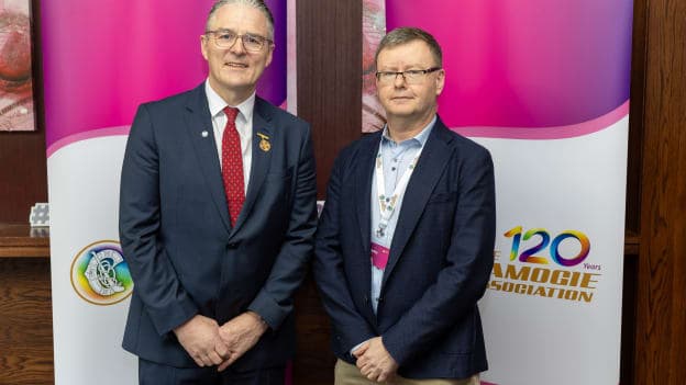 Pictured left to right are GAA President, Jarlath Burns, and Camogie Association President, Brian Molloy. 