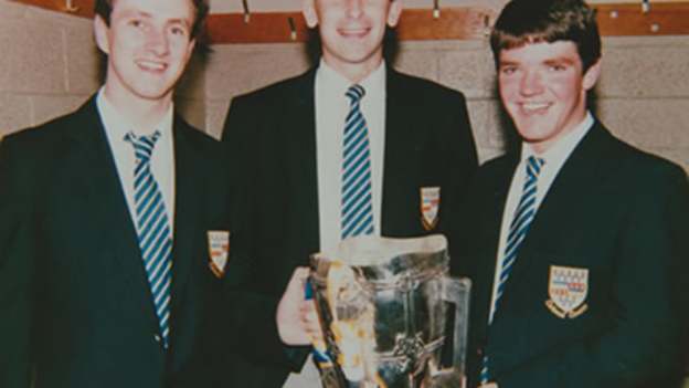 Pictured left to to right are Nenagh Éire Óg trio John Heffernan, Conor O'Donovan, and Michael Cleary with the Liam MacCarthy Cup after Tipperary's 1989 All-Ireland Final success. 