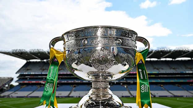 A general view of the Sam Maguire Cup. Photo by Ramsey Cardy/Sportsfile