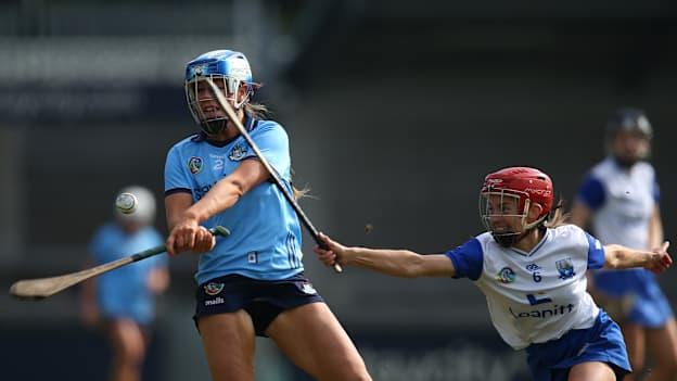 Abby Ryan, Dublin, and Lorraine Bray, Waterford, in Very National Camogie League action.