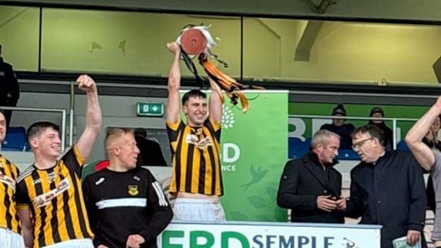 Keith Ryan lifts the cup for Upperchurch-Drombane after their victory in the Tipperary Premier Intermediate Hurling Final. 