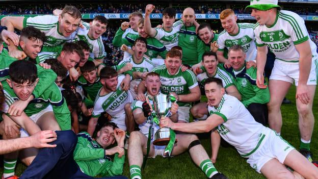 The Ballyhale Shamrocks players celebrate after victory over St. Thomas' in the AIB All-Ireland Club SHC Final. 