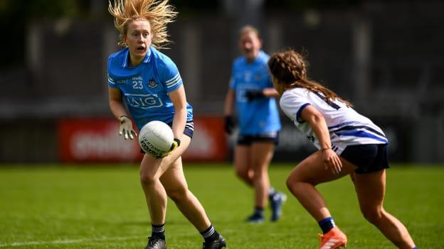 Jodi Egan of Dublin in action against Kate McGrath of Waterford during the Lidl Ladies Football National League Division 1B Round 1 match between Dublin and Waterford at Parnell Park in Dublin. 