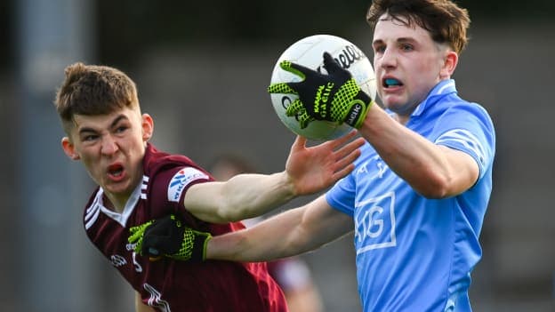 Luke Breathnach, Dublin, and Sam Smyth, Westmeath, in EirGrid Leinster U20 Championship action.