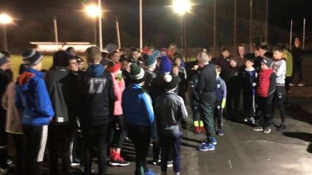 Lavey Juvenile GFC members gather for a winter training session.