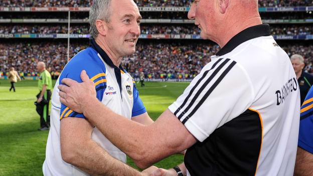 Michael Ryan and Brian Cody following the 2016 All Ireland SHC Final at Croke Park.