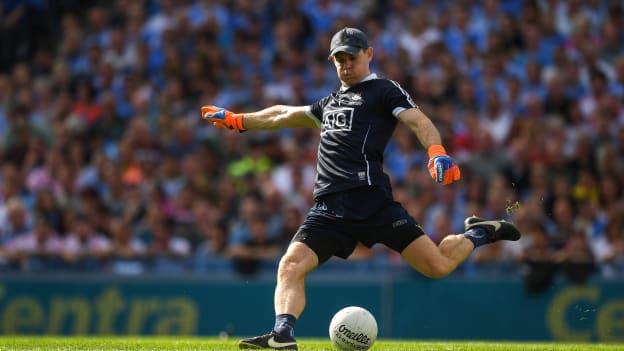 Dublin goalkeeper Stephen Cluxton takes a kickout during the All Ireland SFC Final.