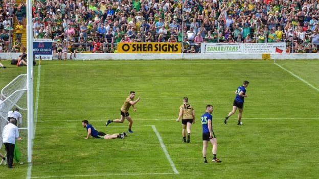 Paul Geaney celebrates after scoring a goal for Kerry against Mayo at Fitzgerald Stadium.