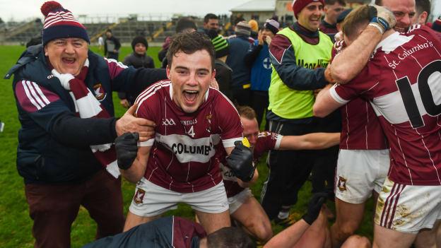 Mullinalaghta St Columba's Rian Brady celebrates following a dramatic AIB Leinster Club success.