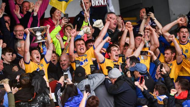 Roscommon captain Ciarain Murtagh lifts the JJ Neston Cup.
