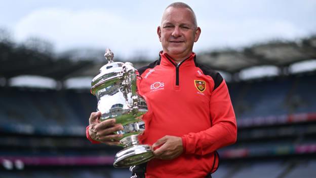 Down selector Mickey Donnelly during the 2023 Tailteann Cup Pre-Final media event at Croke Park in Dublin. Photo by Piaras Ó Mídheach/Sportsfile