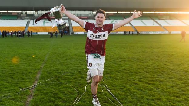 Shane Mulligan celebrates after Mullinalaghta St Columba's AIB Leinster Championship victory.