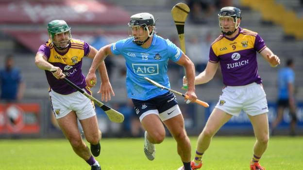
Dublin's Cian Boland surrounded by Wexford's Shaun Murphy and Diarmuid O'Keeffe at Chadwicks Wexford Park.