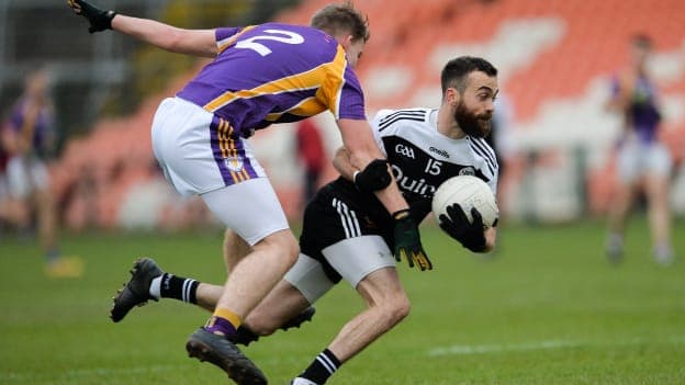 Laverty in action against Derrygonnelly Harps during the 2019 AIB Ulster GAA Football Senior Club Championship semi-final at Armagh's Athletic Grounds.