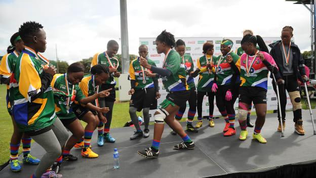 South Africa Gaels Ladies Team Celebrate during the 2016 GAA World Games