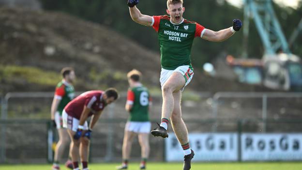 Mark Daly of St. Brigid's celebrates at the full-time whistle after his side's victory in the Roscommon SFC final between St. Brigid's and Boyle at Dr. Hyde Park in Roscommon.