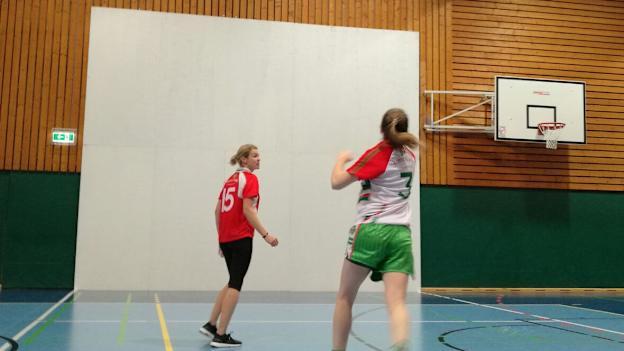 One of the portable handball walls that Vienna Gaels have constructed. 