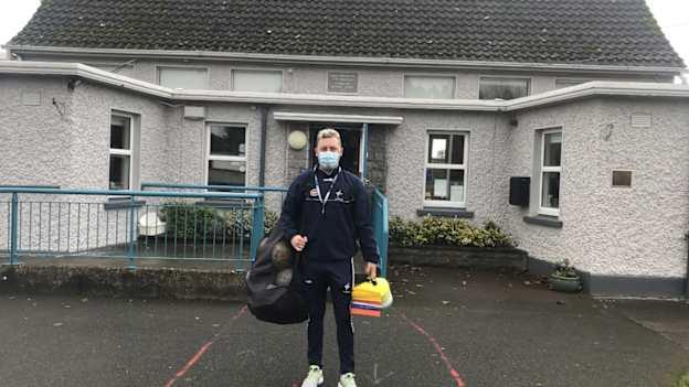 Games Promotion Officer, Conor Herbert, pictured outside Tiermohan National School in Kildare. 