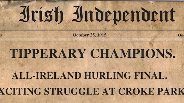 1916 GAA Hurling Final Match Report Cover