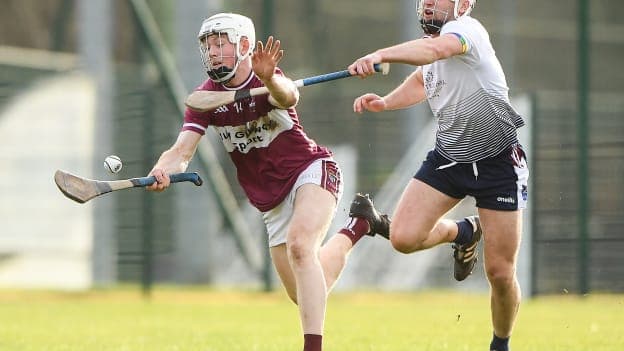 Evan Niland of NUI Galway in action against Ciaran Connolly of University of Limerick during the 2022 Electric Ireland HE GAA Fitzgibbon Cup Final match between NUI Galway and University of Limerick at IT Carlow in Carlow. The same two teams will contest this year's Final. 
