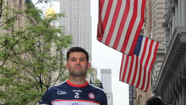 Jamie Boyle of New York during the Tailteann Cup launch at 34th and 5th Avenue in New York City, USA. 