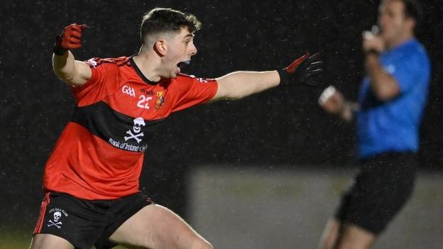 Dylan Geaney of UCC celebrates after scoring his side's first goal during the Electric Ireland HE GAA Sigerson Cup Final match between University of Limerick and University College Cork at WIT Sports Campus in Waterford.

























