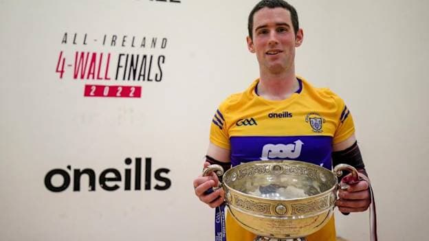 Diarmaid Nash pictured after winning the All-Ireland Senior Singles Handball title in 2022. 