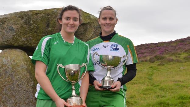 Poc Fada winners Sarah Fahy of Galway, U16 Camogie, left, and Aoife Murray of Cork, Senior Camogie, at the M Donnelly All-Ireland Poc Fada on Annaverna Mountain.