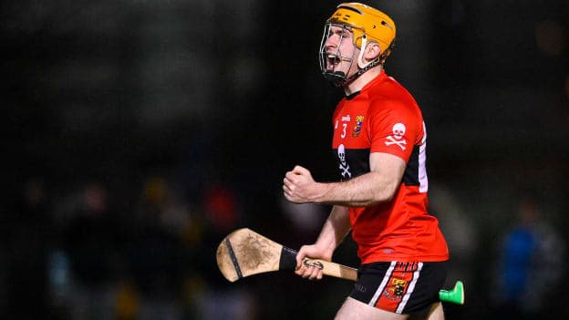 Niall O’Leary of UCC celebrates his side winning a free during the HE GAA Fitzgibbon Cup Group C match between University College Dublin and University College Cork at Billings Park in Belfield, Dublin. 