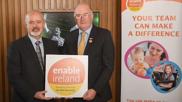 John O'Sullivan, CEO of Enable Ireland, and Uachtarán Chumann Lúthchleas Gael John Horan pictured at Croke Park.
