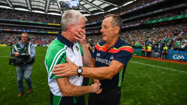 John Kiely and John Meyler following the epic 2018 All Ireland semi-final between Limerick and Cork at Croke Park.