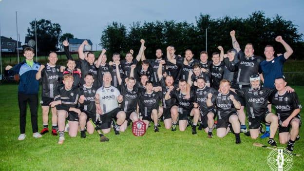 The Omagh St Endas players celebrate after victory over South Fermanagh Gaels. 