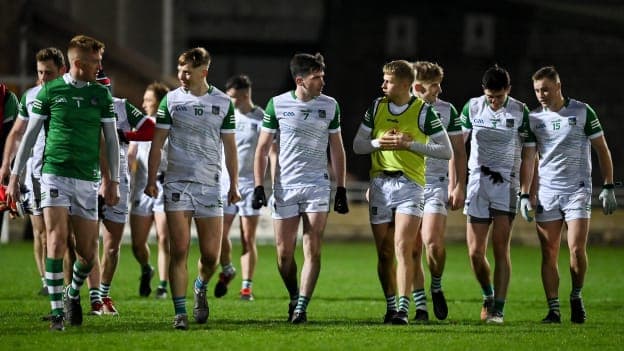 Limerick players leave the pitch after the 2022 McGrath Cup Group B match between Kerry and Limerick at Austin Stack Park in Tralee, Kerry. 