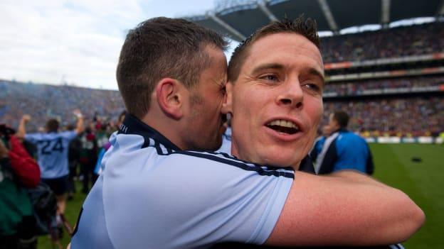 Alan Brogan and Stephen Cluxton celebrate following Dublin's dramatic All Ireland win over Kerry in 2011.