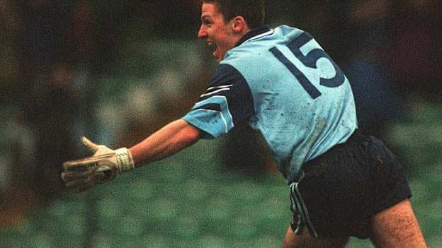 Declan Browne celebrates after scoring a goal in the 1998 Munster Club Final.