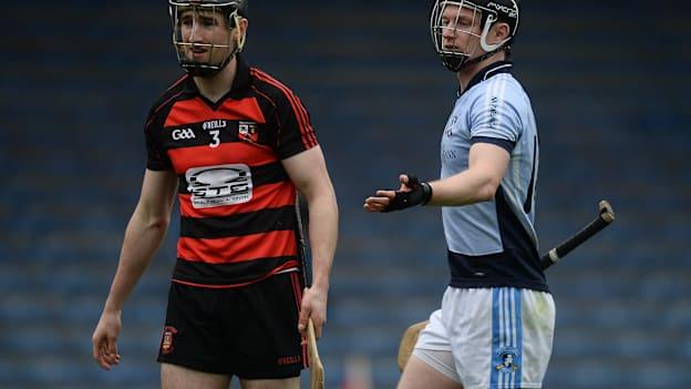 Barry Coughlan, Ballygunner, and Kevin Downes, Na Piarsaigh, during the 2017 AIB Munster Club SHC Final at Semple Stadium.