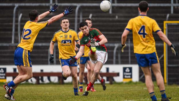 Brian Reape kicks a point for Mayo.