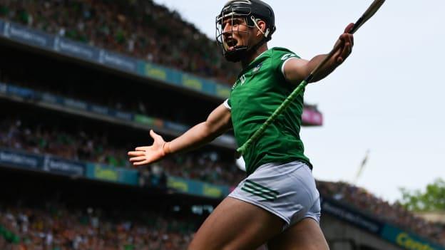 Gearóid Hegarty celebrates after scoring a brilliant first half goal.