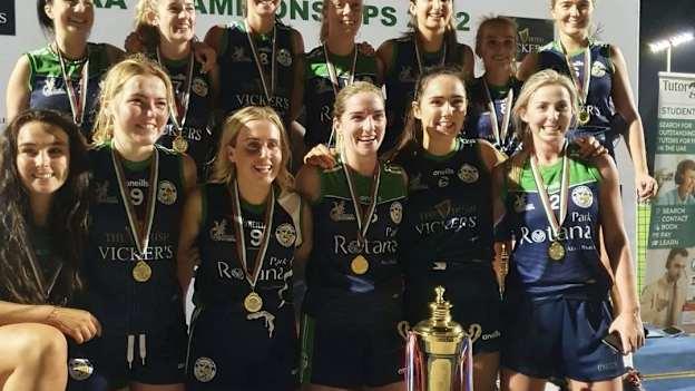Dervlagh McGuigan, front row third from the right, celebrates success with Abu Dhabi Na Fianna. 