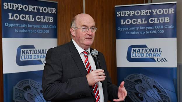Uachtarán Chumann Lúthchleas Gael John Horan speaking during the presentation of prizes to the winners of the 2018 GAA National Club Draw at Croke Park.